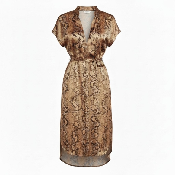 Banana Republic-Silk Women's Neutral Snake-Print Midi Dress -XL- EUC $128 Retail - Picture 4 of 10